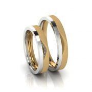 Alianças de Casamento Téia em ouro 18k, com diamantes, largura de 4 mm