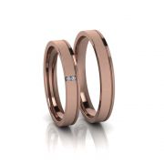 Alianças de Casamento Têmis em ouro rosé 18k, com diamantes, largura de 3 mm