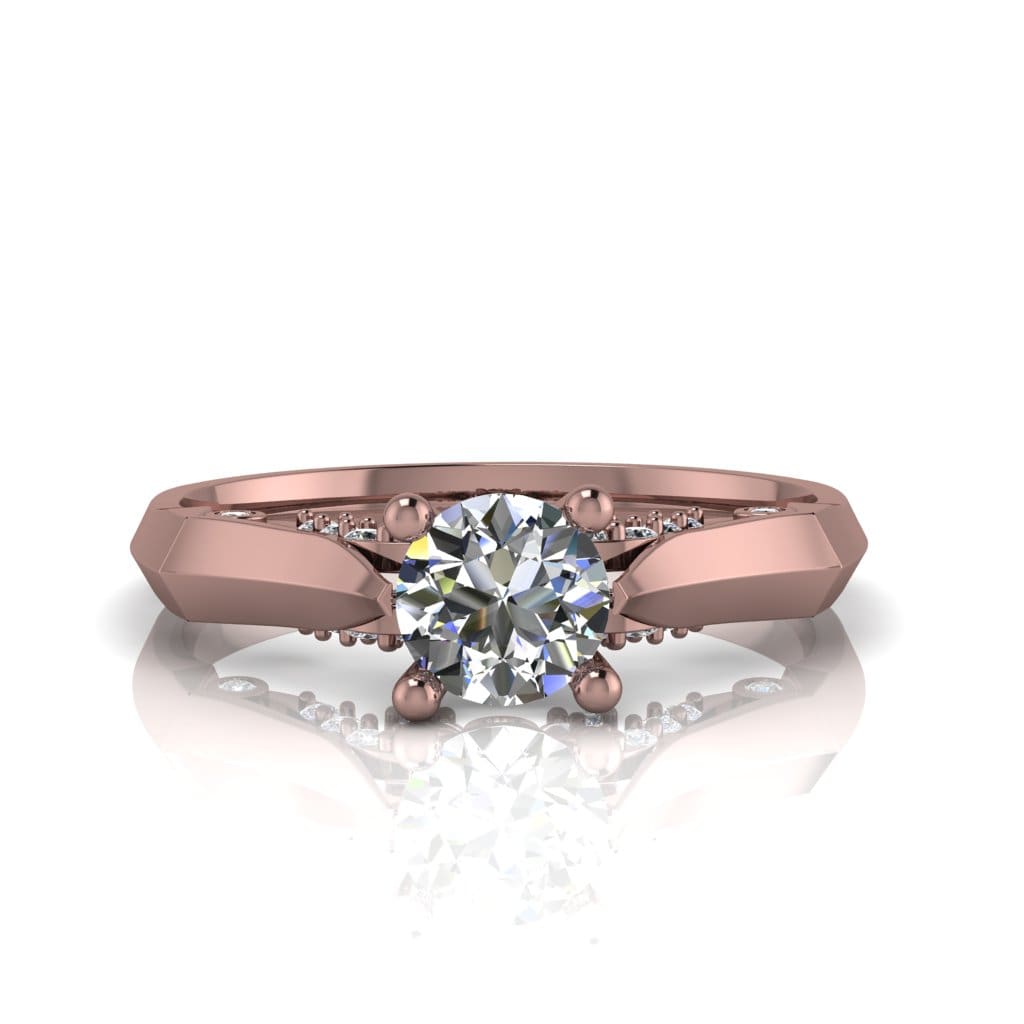 Anel de Noivado Ares em ouro rosé 18k, com diamantes, largura de 2 mm