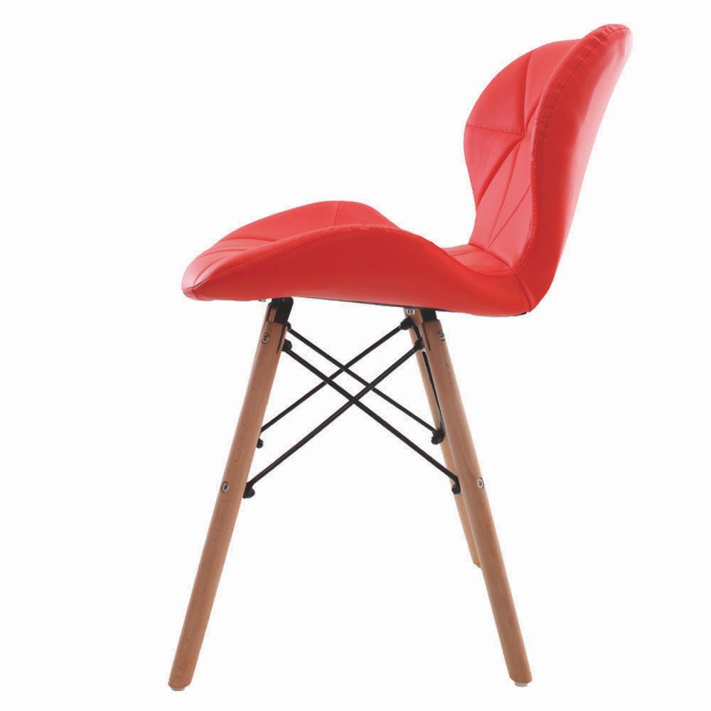 Cadeira Charles Eames Slim Base Madeira Vermelha