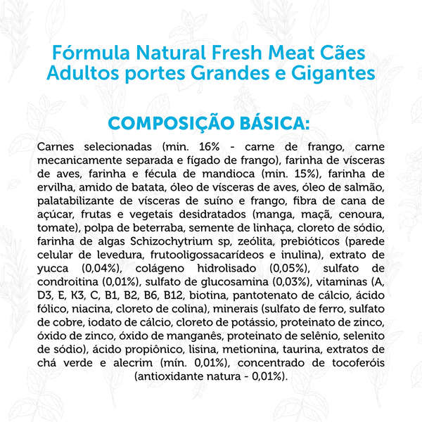 RAÇÃO FORMULA NATURAL FRESH MEAT CÃO ADULTO RAÇAS GRANDES E GIGANTES 12KG