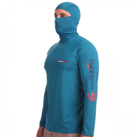 Camisa Ninja  Fishing Co. com Capuz e Proteção 50upf Azul Petróleo