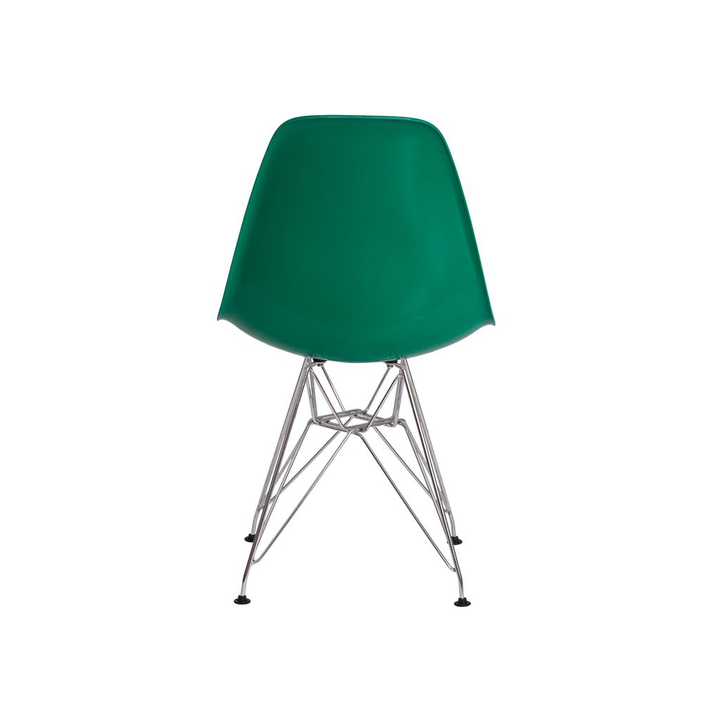 Cadeira Eiffel Eames de ABS Base Cromada Verde