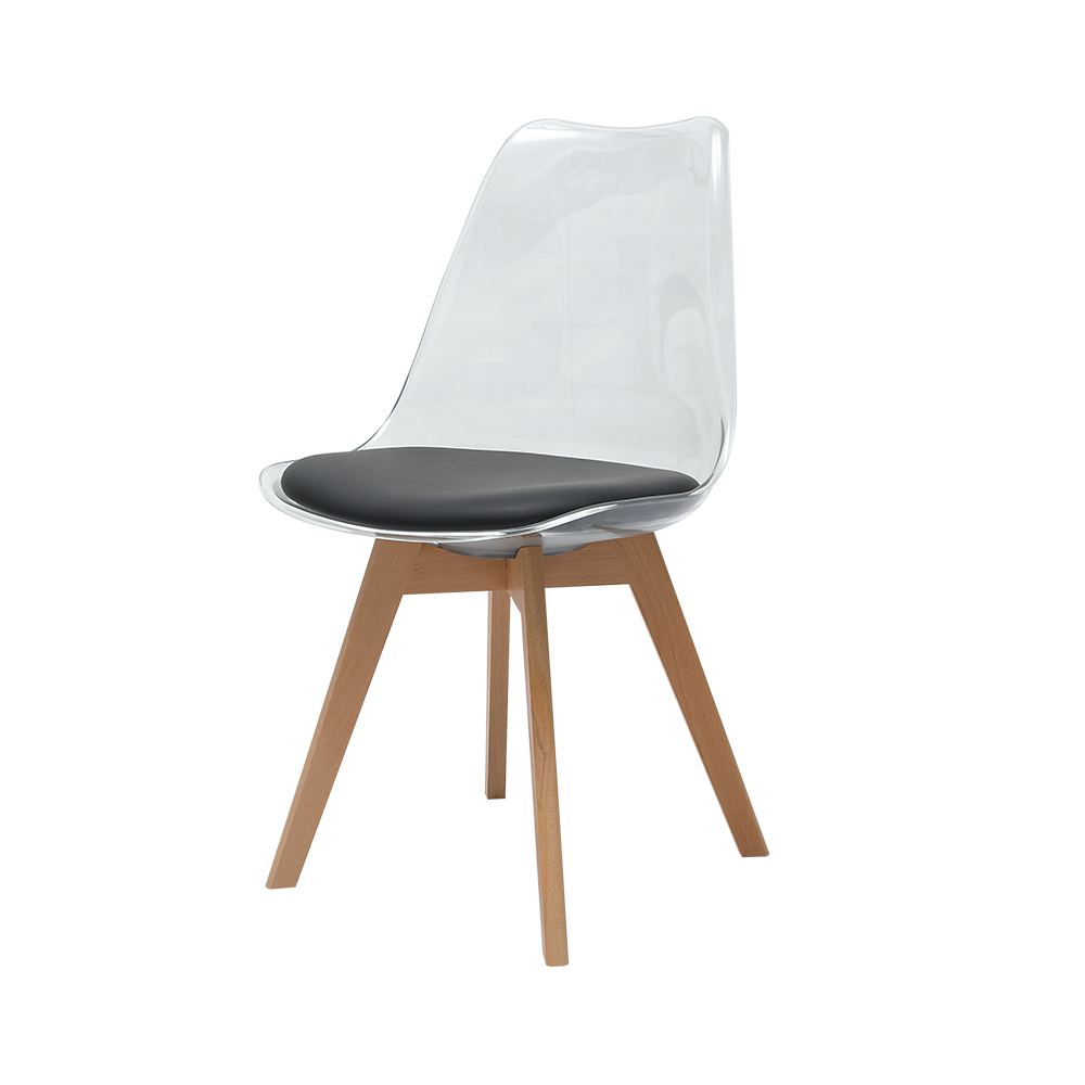 Cadeira Leda Saarinen Design Transparente com Assento Preto