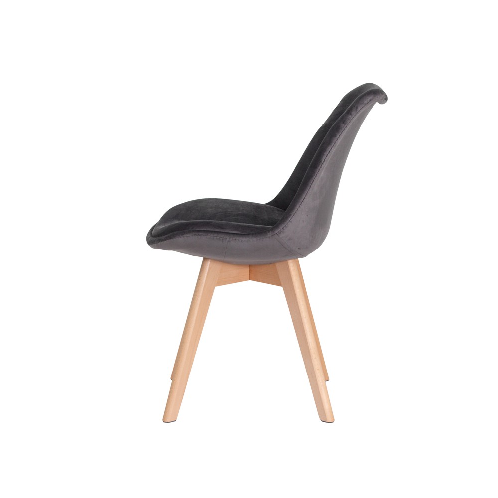Cadeira Leda Saarinen Design Veludo Cinza