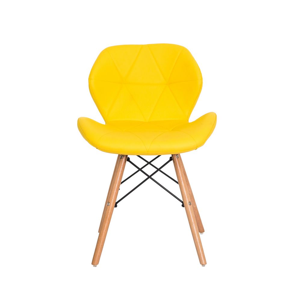 Cadeira Slim Amarela Base Madeira