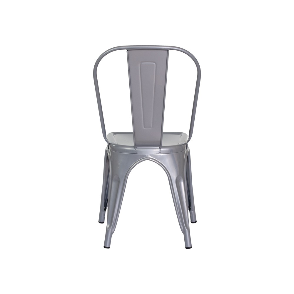 Cadeira Tolix Iron Design Cinza Brilhante Aço Industrial 