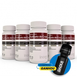 Kit 05 Picolinato de Cromo 60 cápsulas - Ganhe 1 Squeeze Inove Nutrition