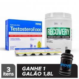 Kit Testosterol + Isotônico Natural Recovery 300g Limão + Brinde Inove Nutrition