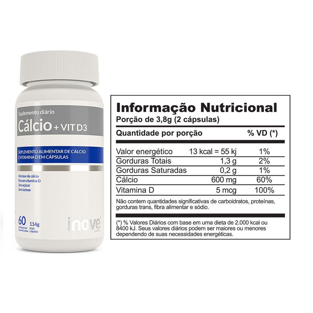 Kit Cálcio + Vitamina D3 5 unidades - Ganhe 1 Testofemme Inove Nutrition