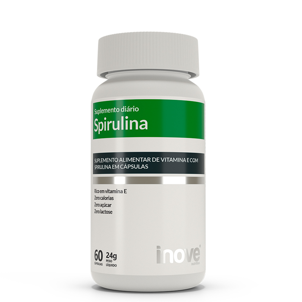 Kit Spirulina Super Food - 3 potes c/ 60 cápsulas cada - Ganhe 1 Coqueteleira Inove Nutrition