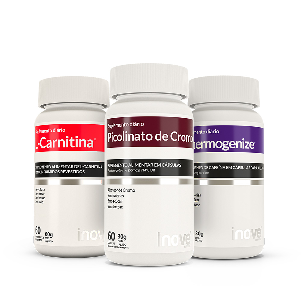 Kit Termogênico: 01 L-Carnitina L-Tartarato + 01 Picolinato de Cromo + Thermogenize - Inove Nutrition