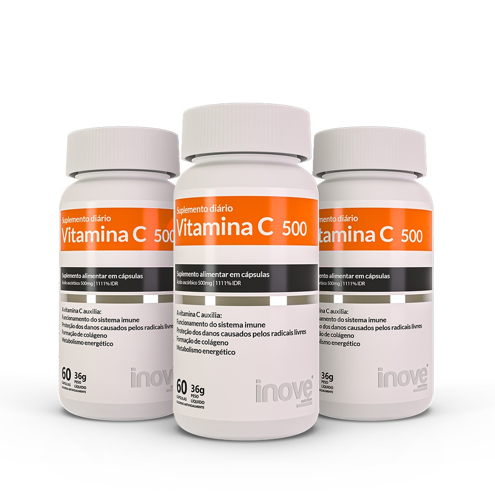 Kit Vitamina C  3 potes c/ 60 cápsulas cada - Ganhe 1 Porta Cápsulas Semanal Inove Nutrition®