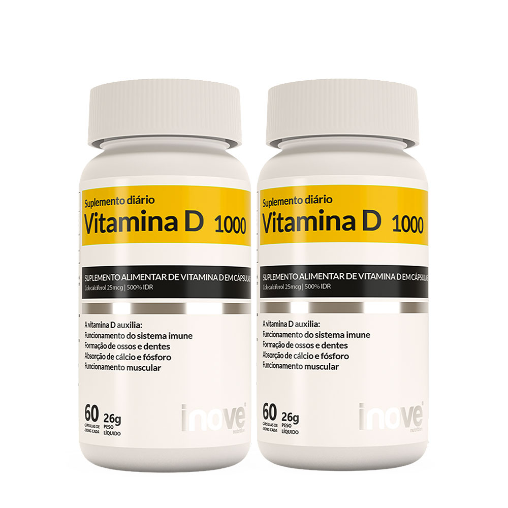 Kit Vitamina D 1.000 ui  Inove Nutrition®  2 potes c/ 60 cápsulas cada