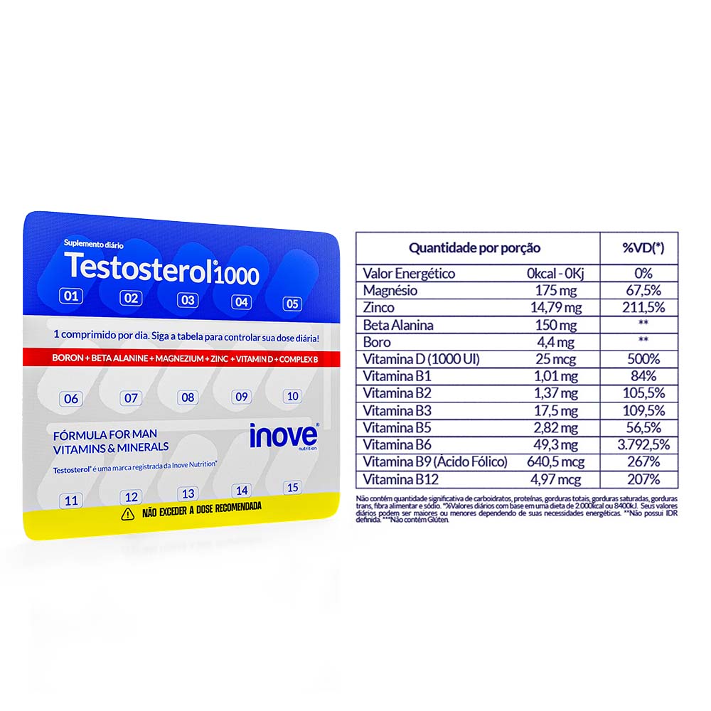 Testosterol ® 1000 - 2 unidades c/ 30 comprimidos cada Inove Nutrition