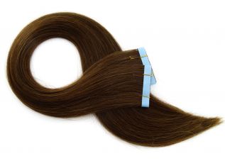 Duas Faixas Mega Hair Fita Adesiva Cabelo Humano Premium Loiro Escuro Dourado - 65cm 60g