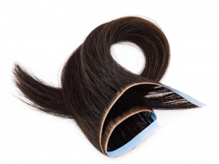 Invisível Faixa Contínua Mega Hair Fita Adesiva de Cabelo Humano Gold Premium Castanho Médio - 45cm 20g