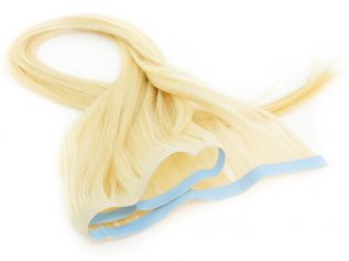 Invisível Faixa Contínua Mega Hair Fita Adesiva de Cabelo Humano Premium Loiro Platinado - 55cm 25g