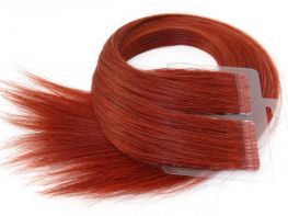 Mega Hair Fita Adesiva Cabelo Humano Premium Vermelho #98 - 20 peças 55cm 50g 