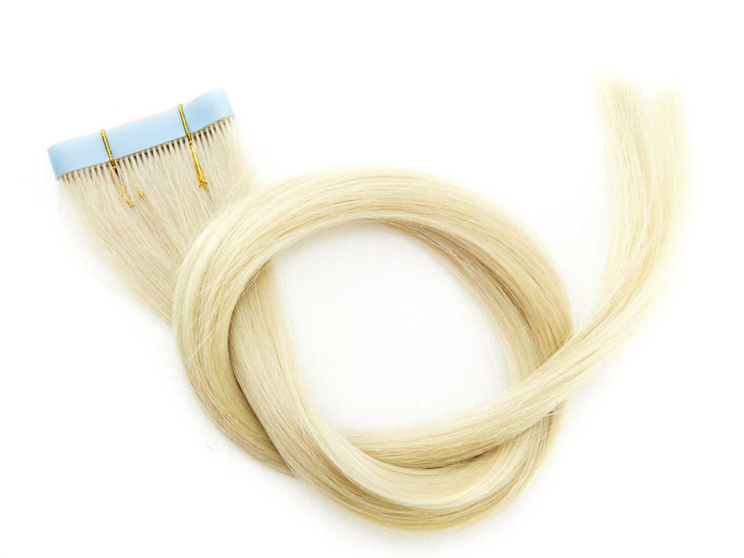 Faixa Mega Hair Fita Adesiva Cabelo Humano Premium Loiro Platinado - 35cm 15g