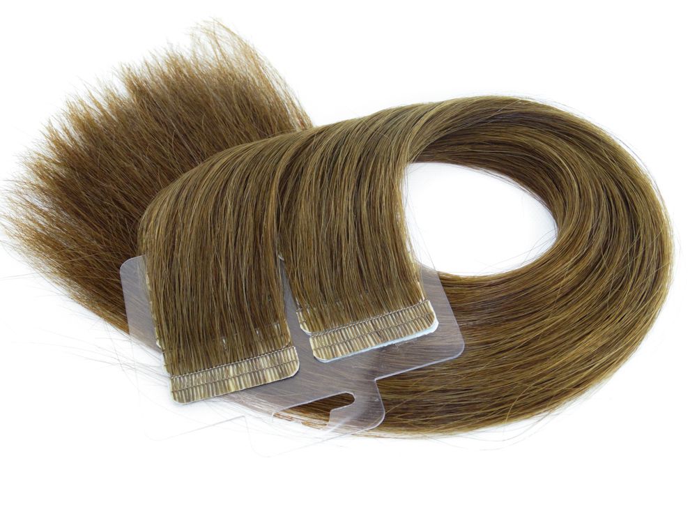 Mega Hair Fita Adesiva Cabelo Humano Premium Castanho Claro #6 - 20 peças 45cm 45g