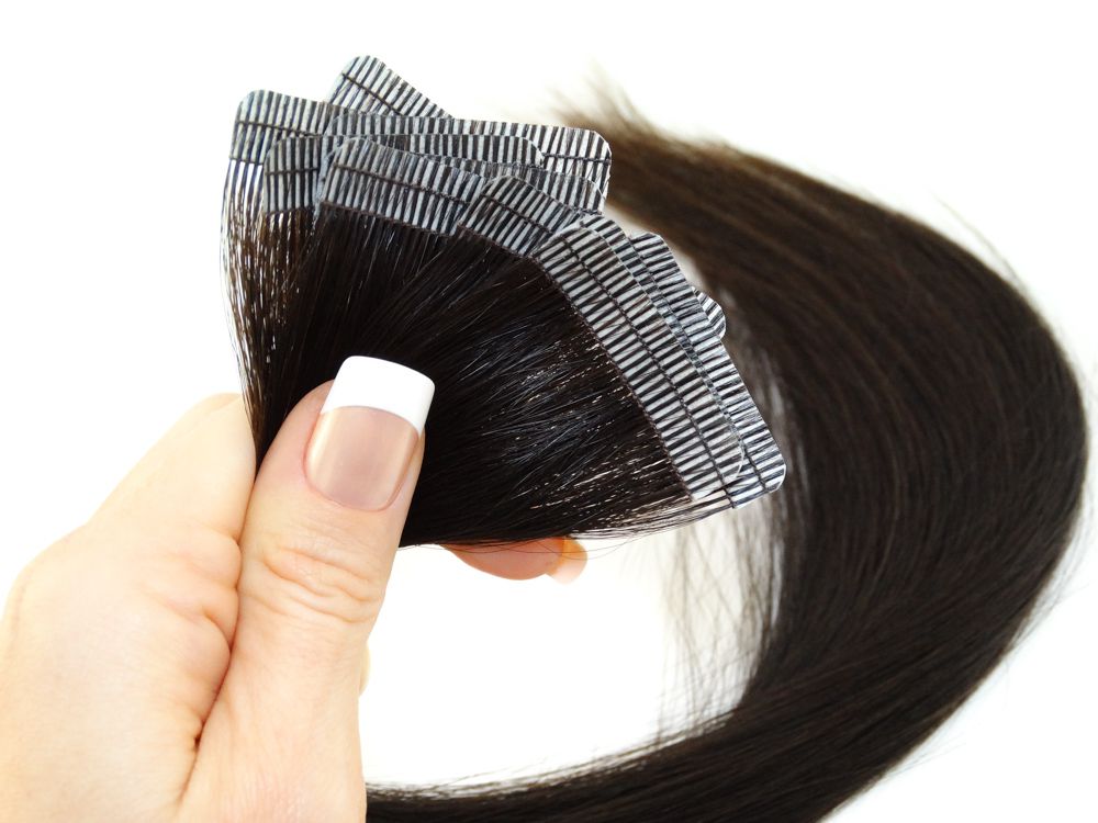 Mega Hair Fita Adesiva Cabelo Humano Premium Castanho Escuro Natural - 10 peças 45cm 20g