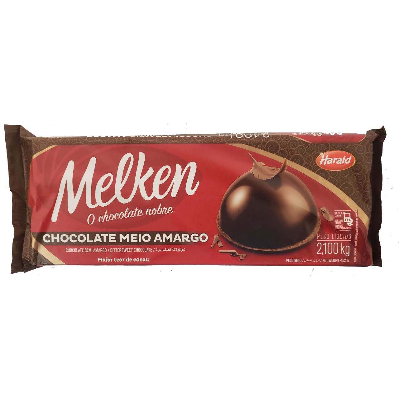Chocolate Meio Amargo Melken Harald - 2,100kg -