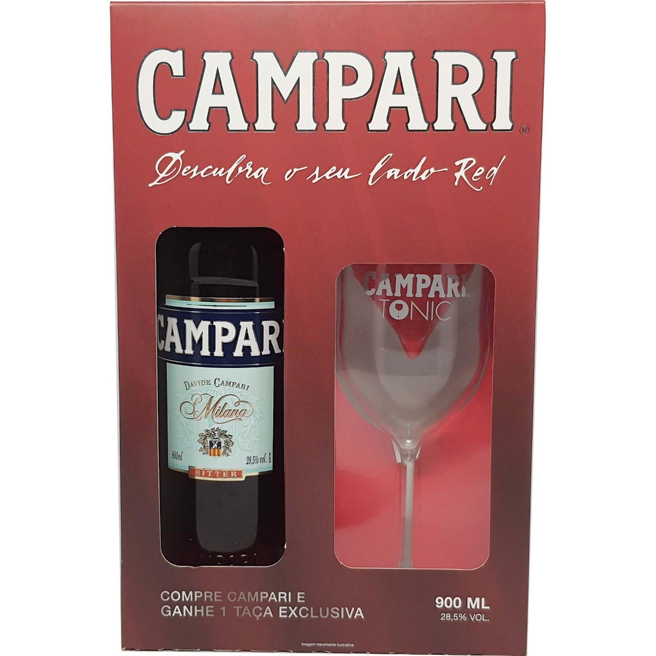 Kit Campari 900ml + Taça