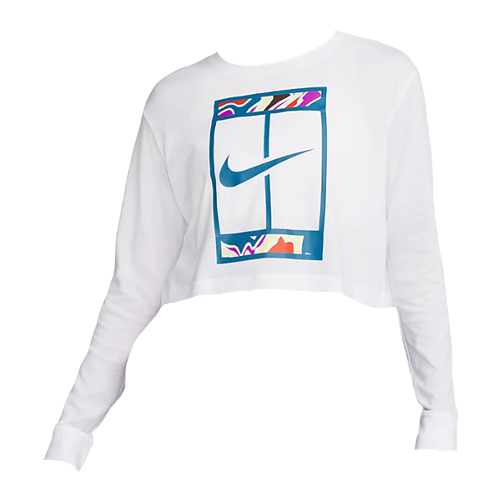 Camiseta Nike Court Manga Longa Dri Fit Slam Cropped Feminina