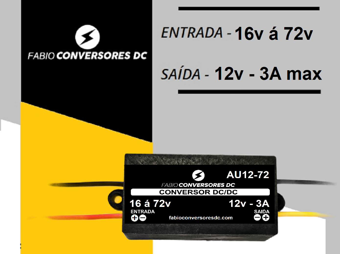 AU 12(72) - Conversor DC/DC 36/48V --16 á 72V para 12V-3A