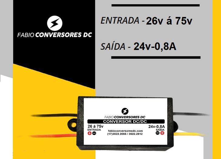 AU 17(0,8) - Conversor DC/DC  - Entrada 26v á 75v para 24V - 800mA (0,8A)