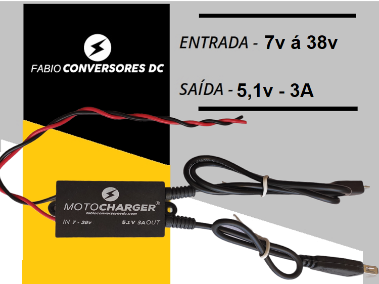 AU 19 (2 saídas - microUSB e USB femea) - Conversor DC/DC 12 ou 24V para 5V-3A MICRO USB  e USB femea