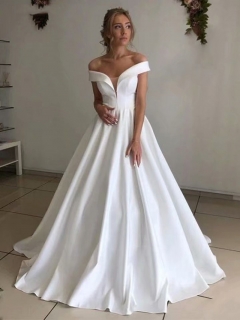 Vestido de Noiva Cetim Ombro a Ombro