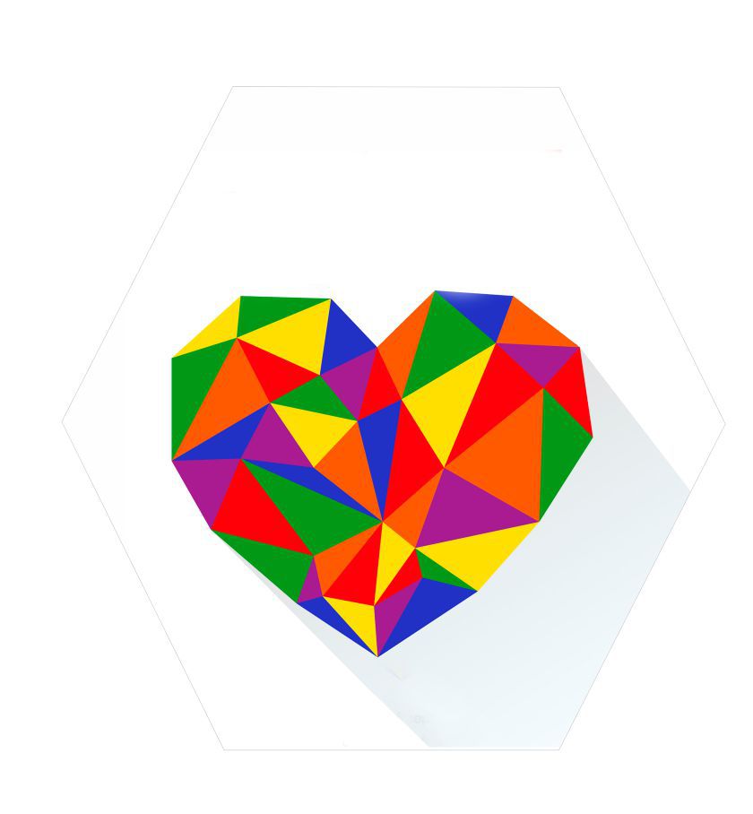 Quadro Decorativo Coracao  - Hexagonal Color
