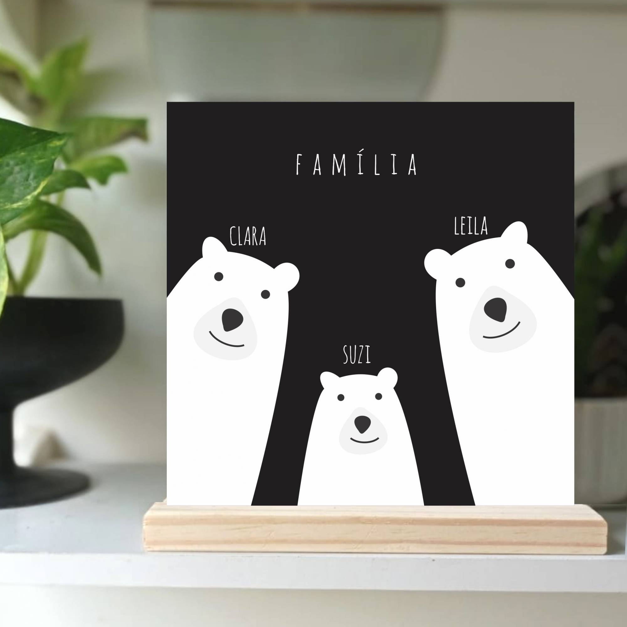 Quadro Personalizado Frase Família Ursos