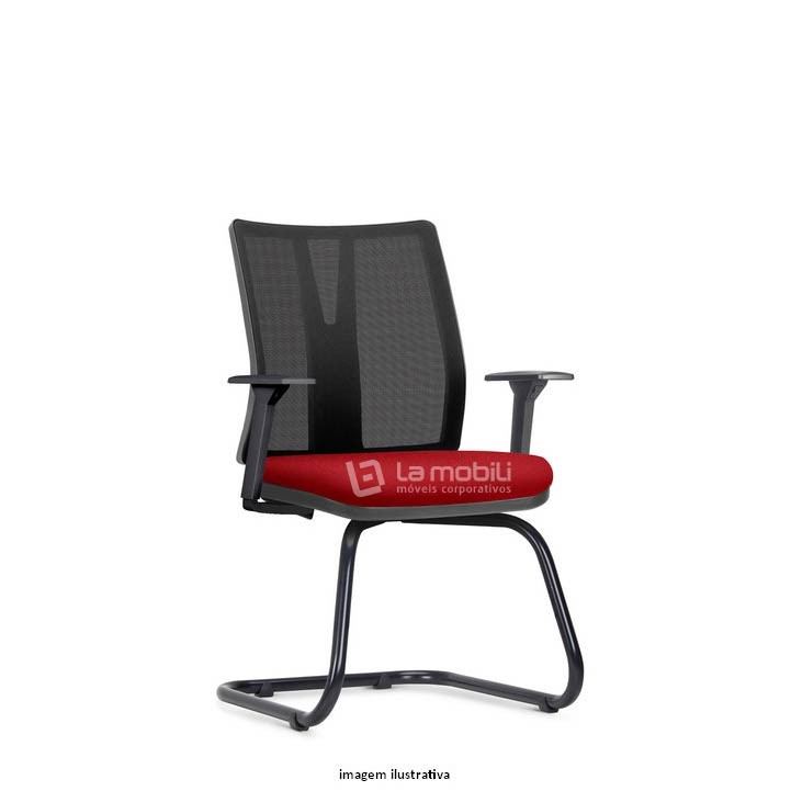 Cadeira Addit Interlocutor Encosto em Tela e Braços Reguláveis Estrutura Preta
