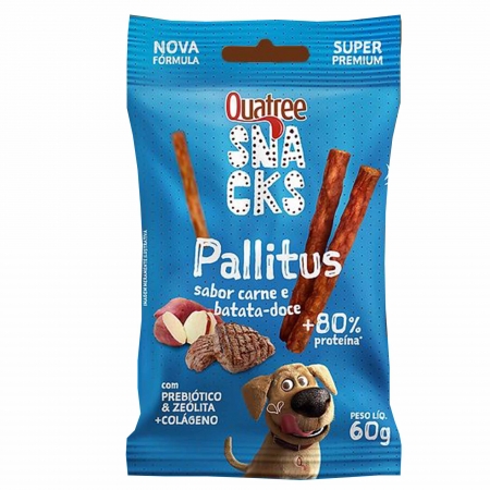 Pallitus Quatree Snacks para Cães Sabor Carne e Batata-Doce 60g
