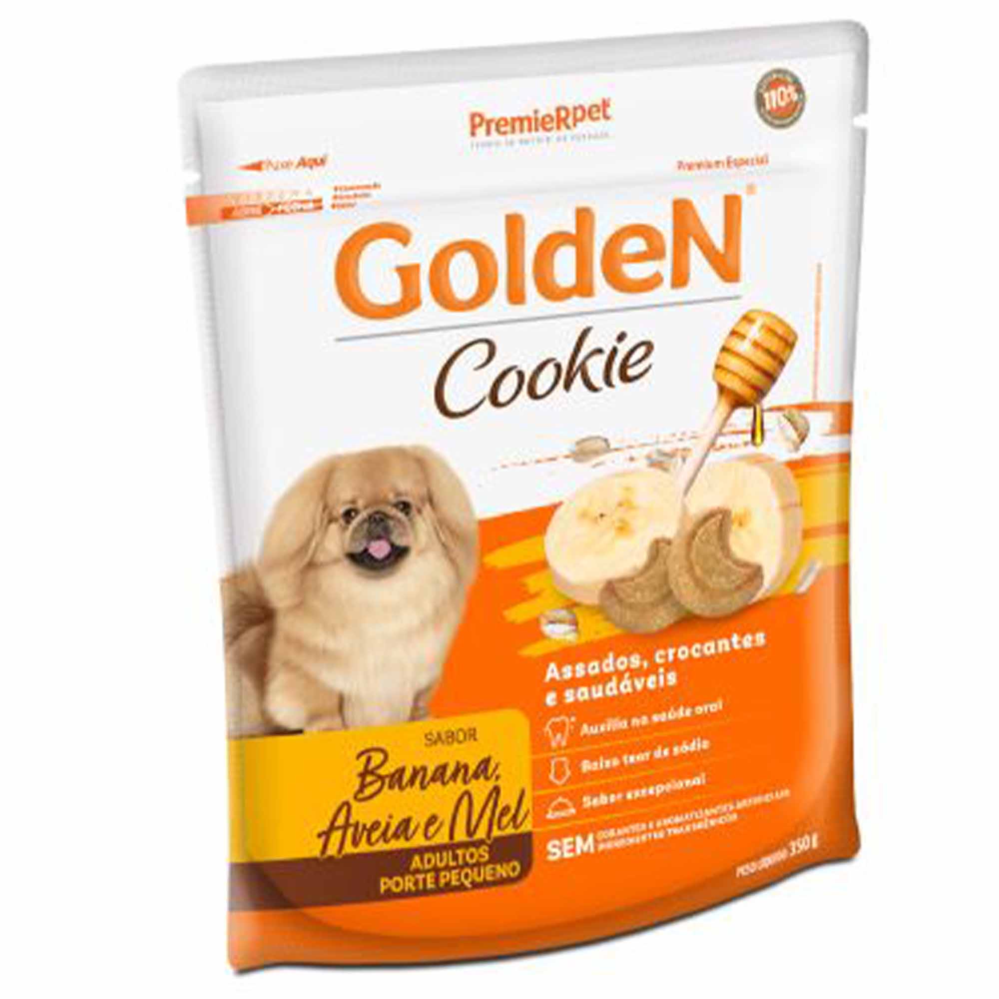Biscoito Golden Cookie Banana, Aveia e Mel para Cães Adultos de Pequeno Porte 350g