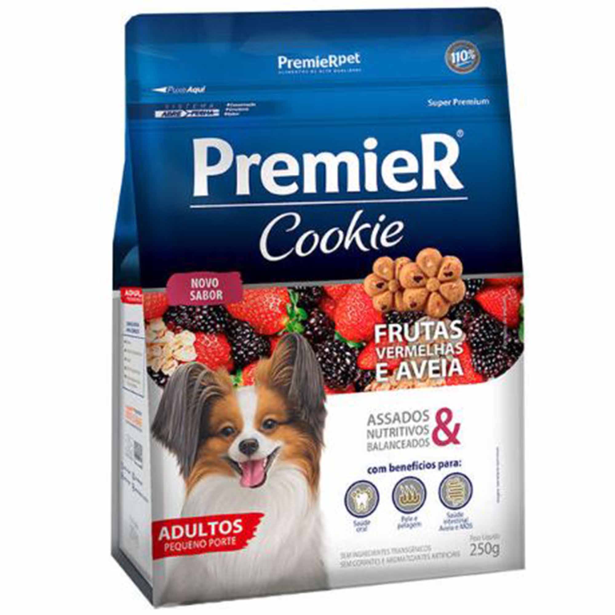 Biscoito Premier Cookie Frutas Vermelhas e Aveia para Cães Adultos de Raças Pequenas 250g
