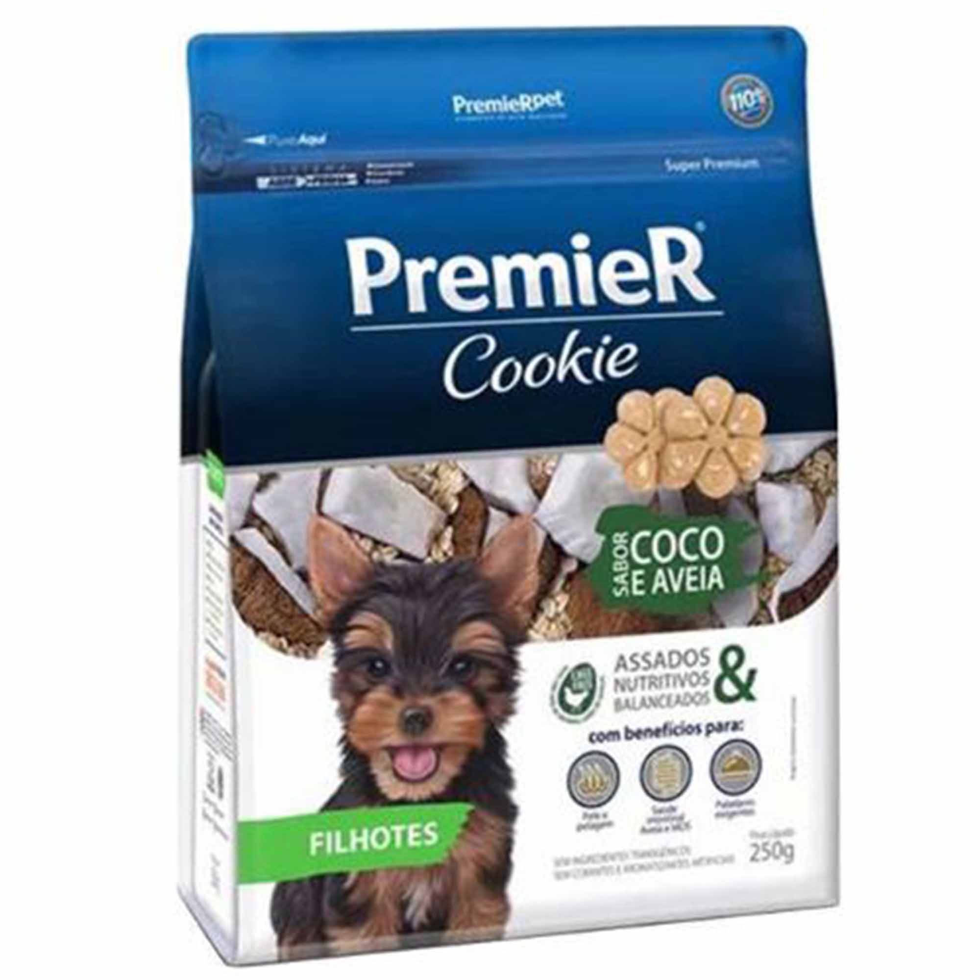 Biscoito Premier Cookie Coco e Aveia para Cães Filhotes de Raças Pequenas 250g