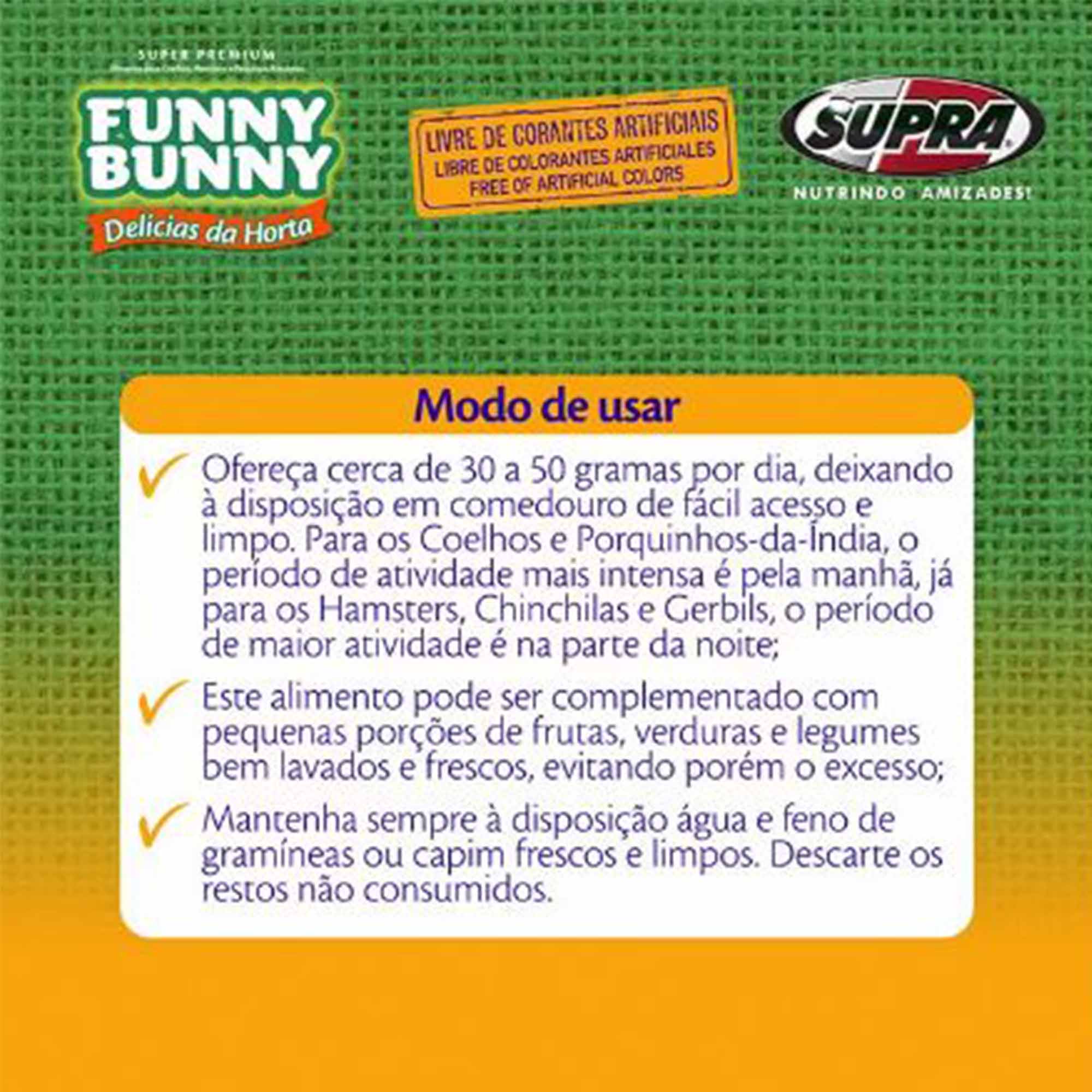 Ração Funny Bunny Delicias da Horta para Pequenos Roedores - 500g