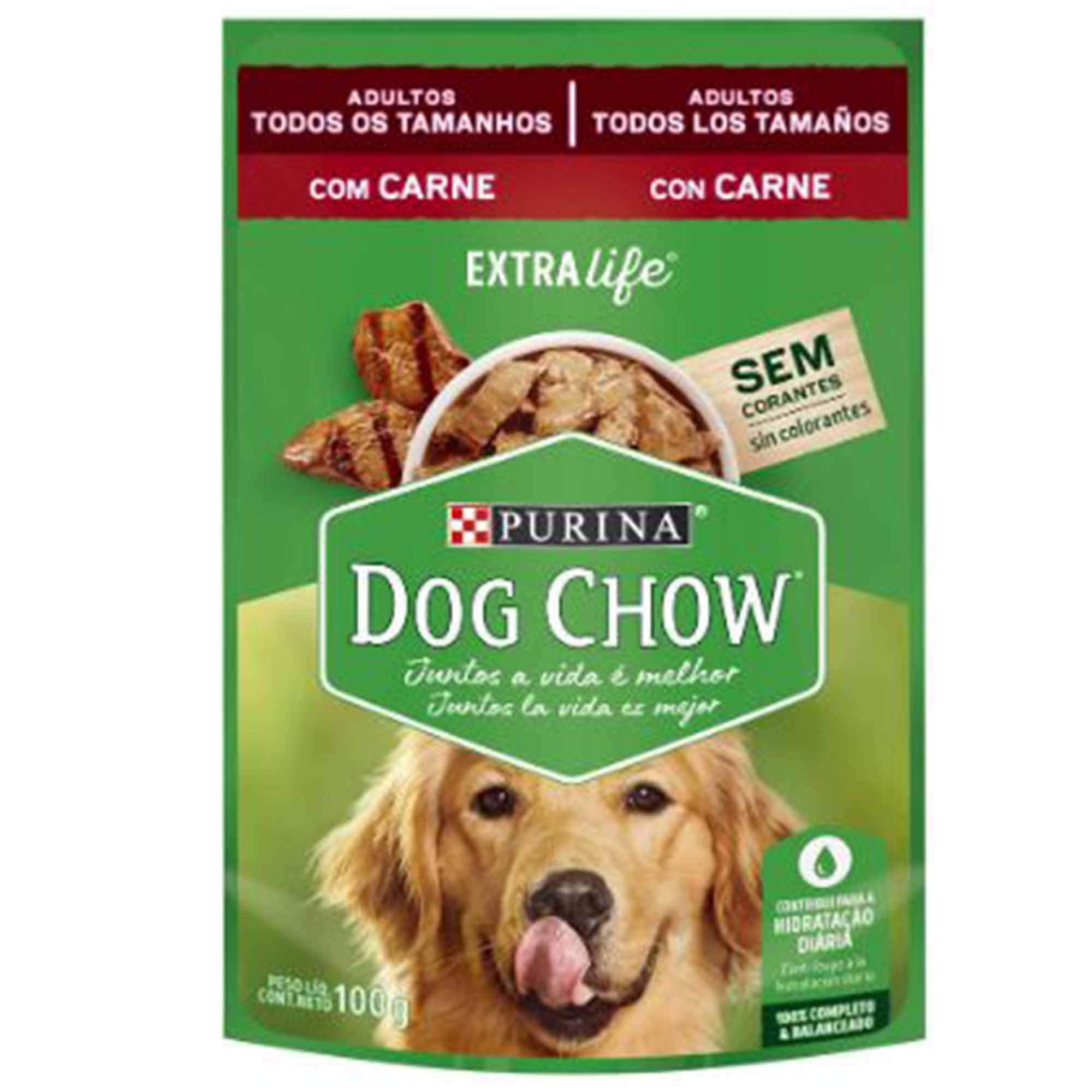 Ração Úmida Dog Chow Carne Sachê para Cães Adultos 100g