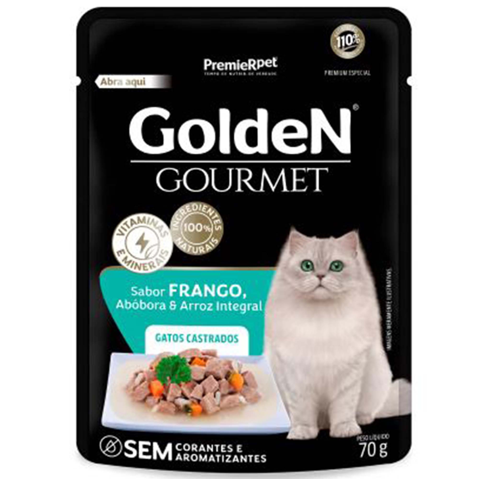 Ração Úmida Golden Gourmet Sabor Frango para Gatos Castrados 70g