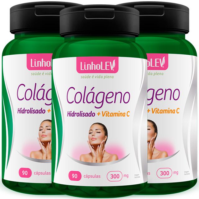 Colágeno Hidrolisado + Vitamina C 3 Frascos 270 Cápsulas