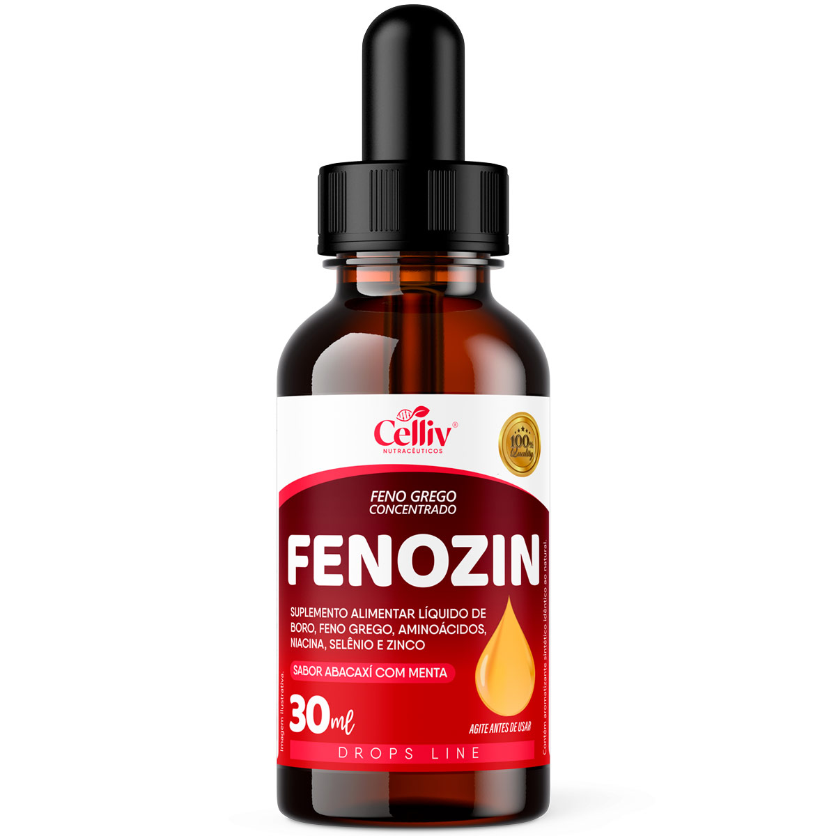 Fenozin Gotas - Feno Grego + Boro + Arginina + Tirosina + NIacina + Zinco