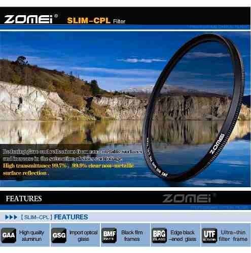 Filtro CPL Polarizador Zomei rosca 58mm P/ Lentes Canon 18-55mm ou Canon Ef 75-300mm F/4.0-5.6 Iii
