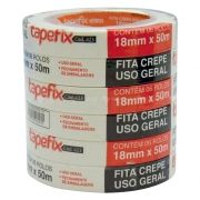 Fita Crepe 18x50m Tapefix - Pacote com 6 Unidades