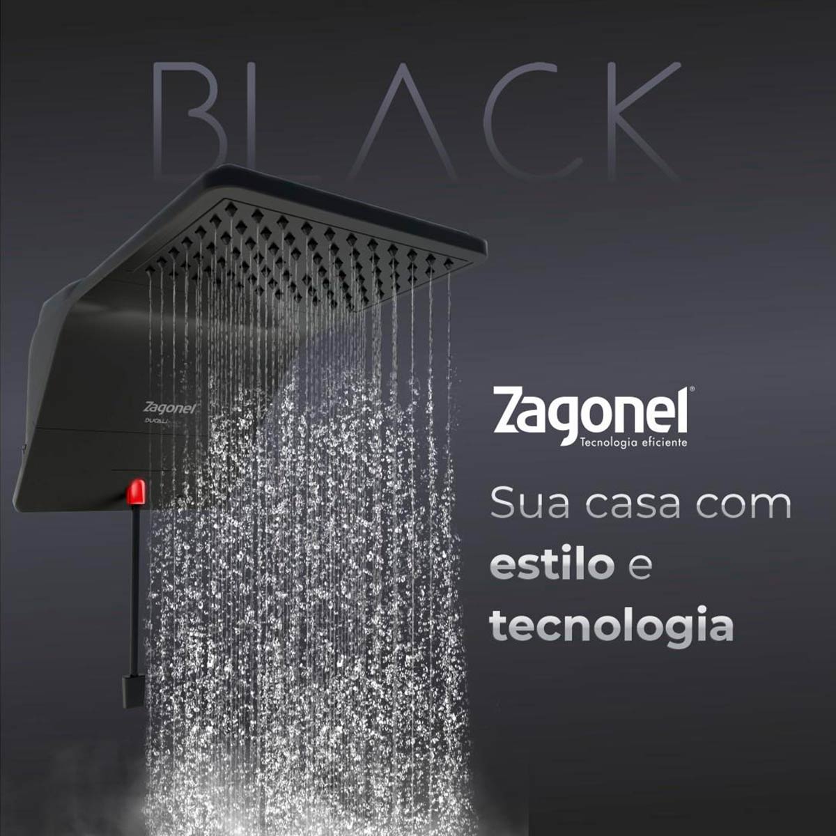 Ducha Eletrônica Chuveiro Ducali Black 7500W 220V - Zagonel