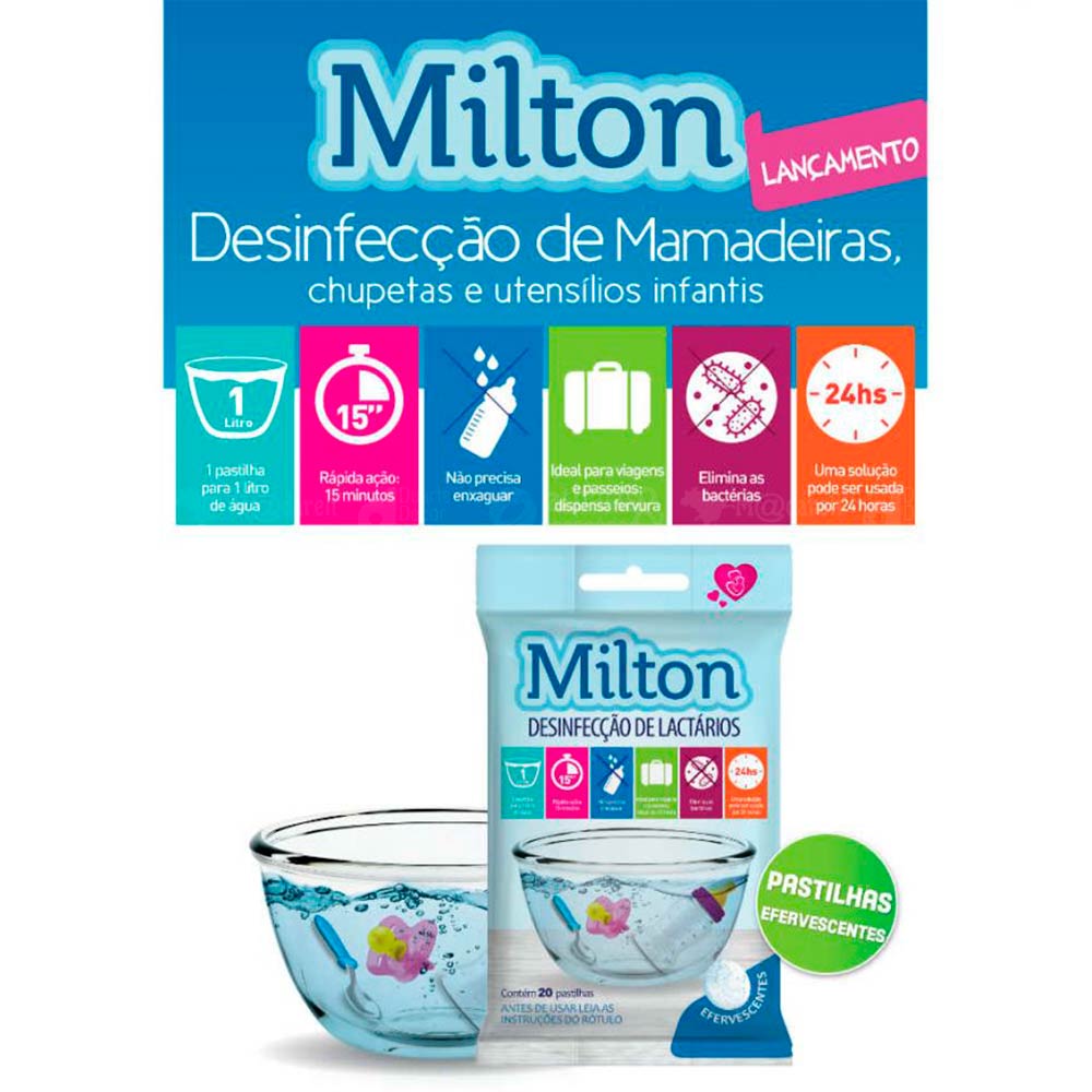 Milton para Desinfecção de Lactários - Cartela com 20 Pastilhas Efervescentes