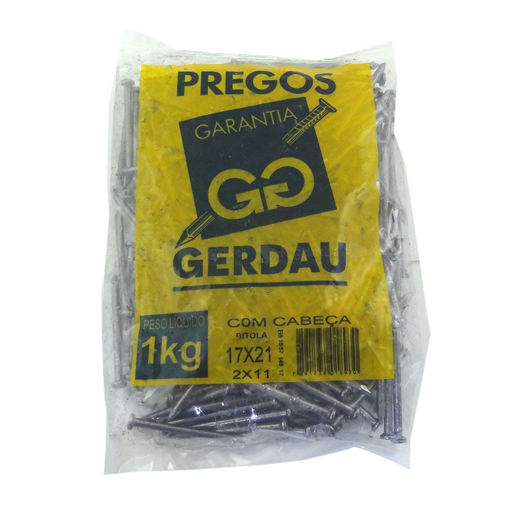 Prego 17x21 1kg Com Cabeça 2X11 - Gerdau